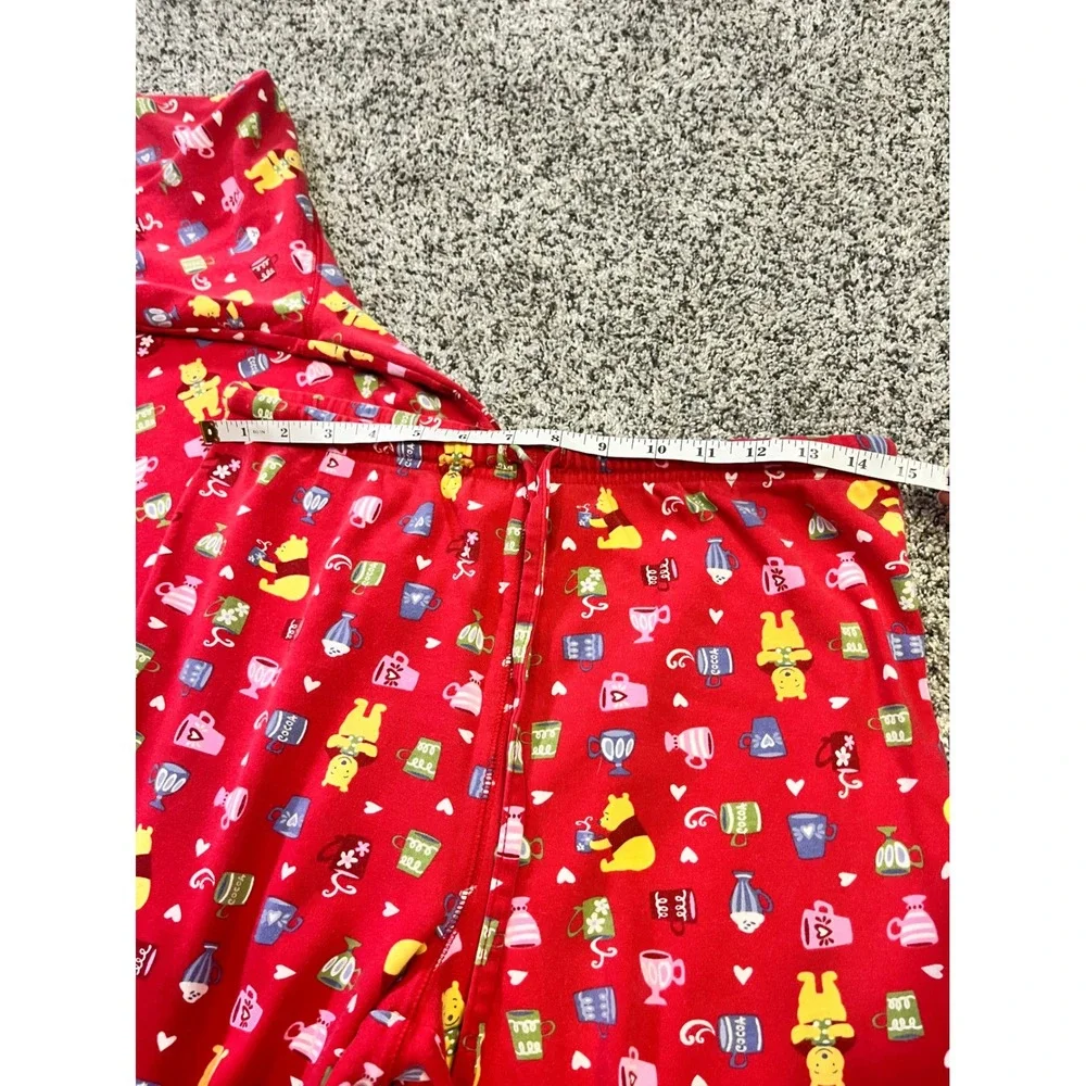 Disney Store Winnie the Pooh Vintage Pajama Set Red XS S Cocoa Cups Bears Sleep - Picture 7 of 9